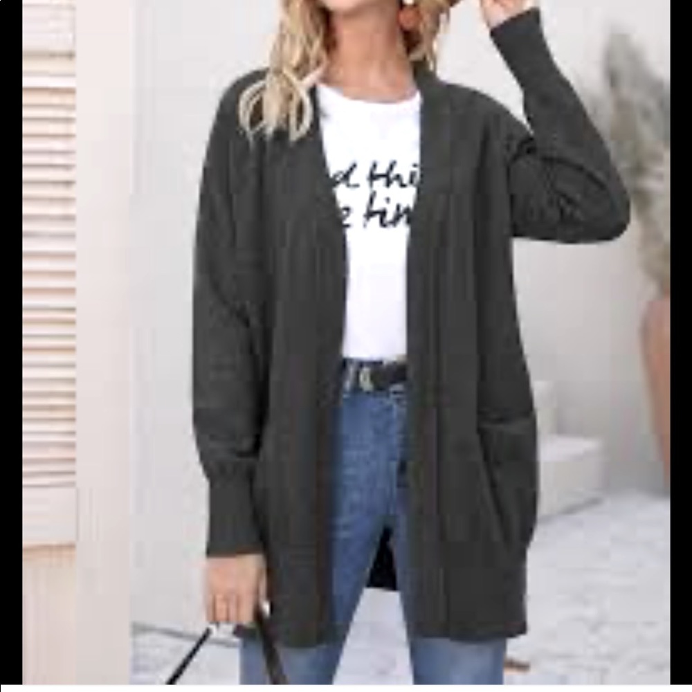 MADEWELL Cotton Grey oversized slouchy open front Cardigan